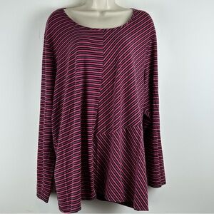 J.Jill Berry & Black Striped Long-Sleeve Tunic Plus 3X Soft and Comfy Casual